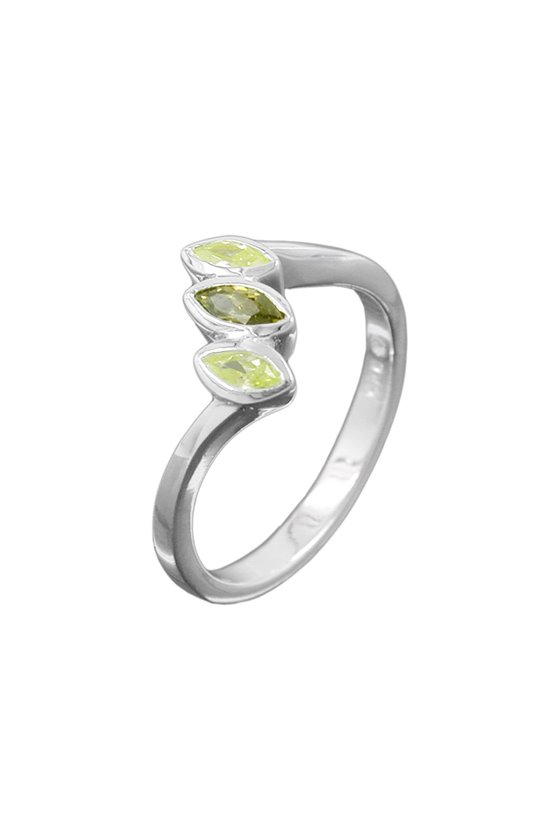 RING ZIRCONIA CRYSTALS OLIVINE/ PERIDOT SILVER 925