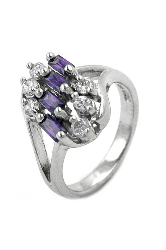RING ZIRCONIA AMETHYST/ WHITE COLOUR SILVER 925