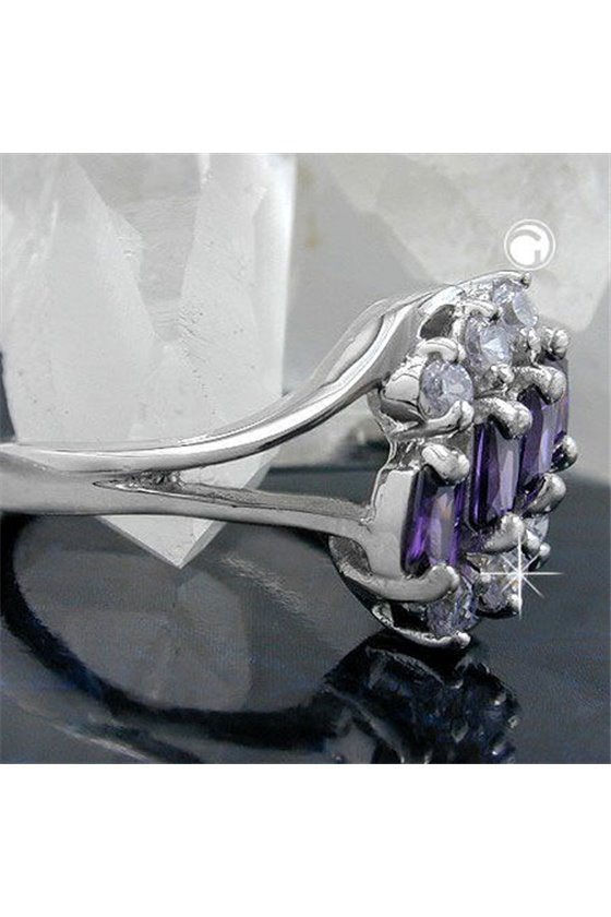 RING ZIRCONIA AMETHYST/ WHITE COLOUR SILVER 925