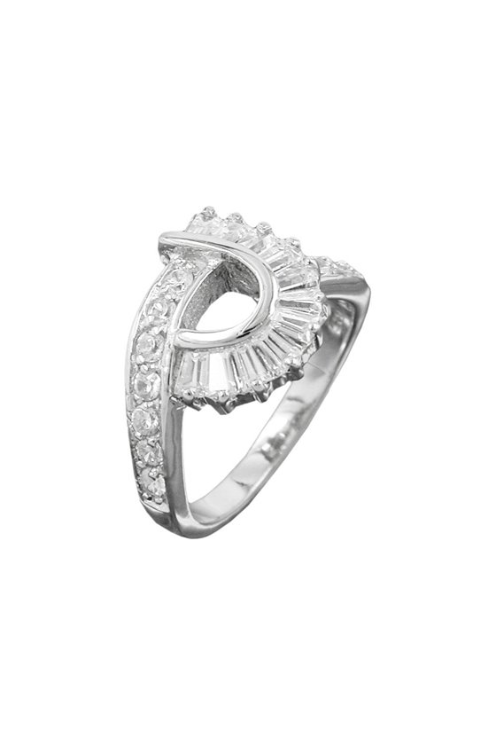 RING MANY ZIRCONIA CRYSTALS SILVER 925