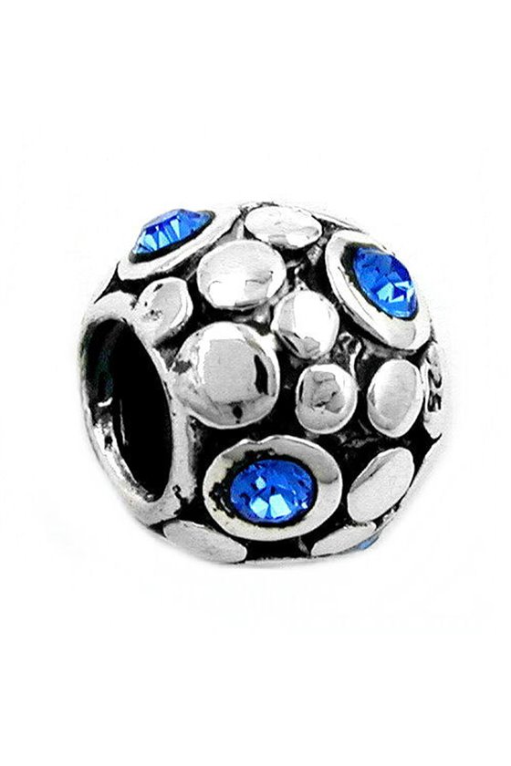 PENDANT BEAD BLUE GLASS CRYSTALS SILVER 925