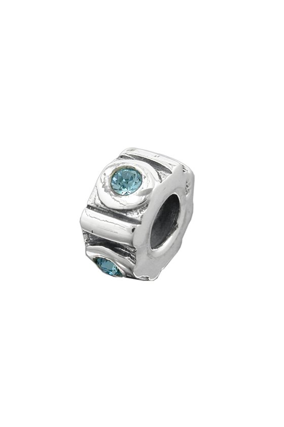 PENDANT BEAD AQUA BLUE GLASS CRYSTALS SILVER 925