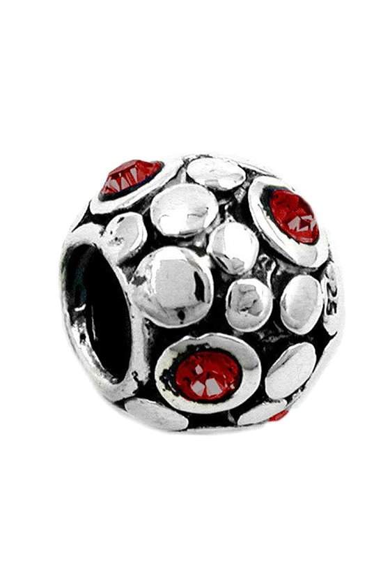 PENDANT BEAD RED GLASS CRYSTALS SILVER 925