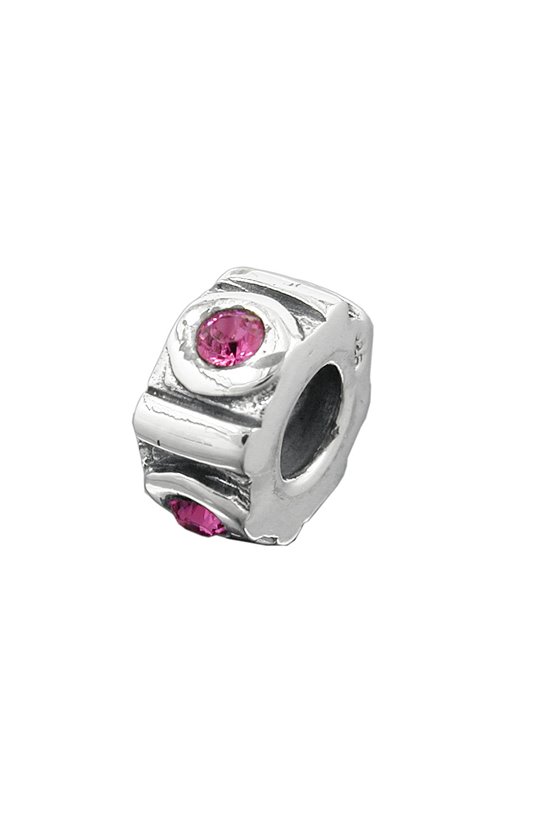 PENDANT BEAD PINK GLASS CRYSTALS SILVER 925