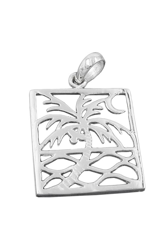 PENDANT RECTANGULAR PALM TREE SILVER 925
