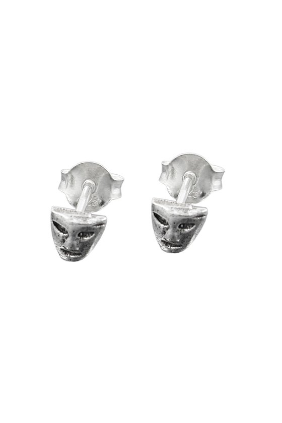 STUD EARRINGS MASK SILVER 925