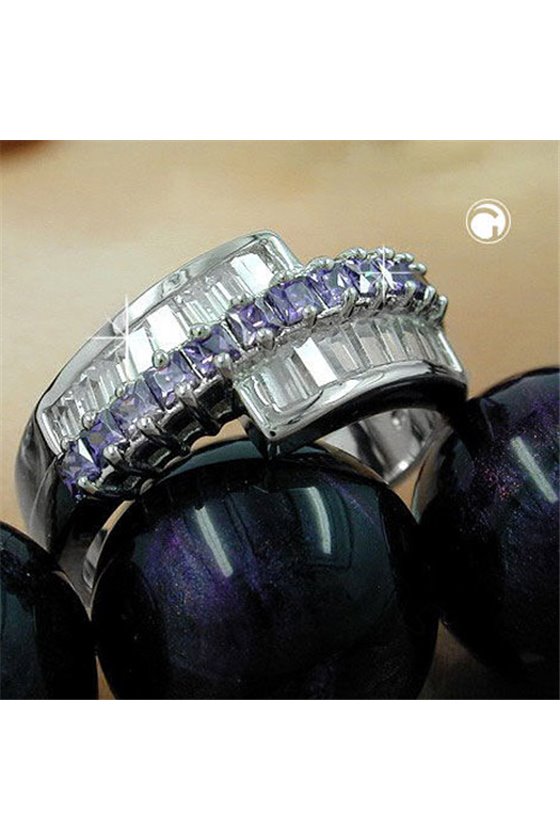 RING ZIRCONIA AMETHYST/ WHITE SILVER 925