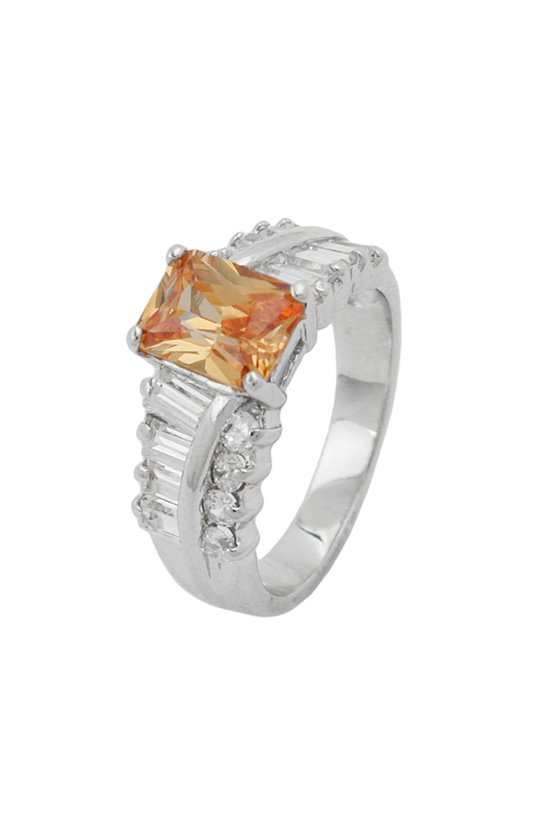 RING ZIRCONIA CHAMPAGNE/ WHITE SILVER 925