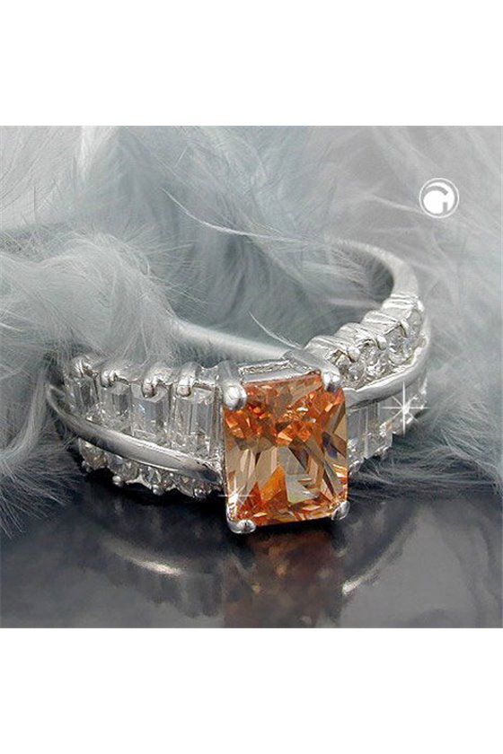 RING ZIRCONIA CHAMPAGNE/ WHITE SILVER 925