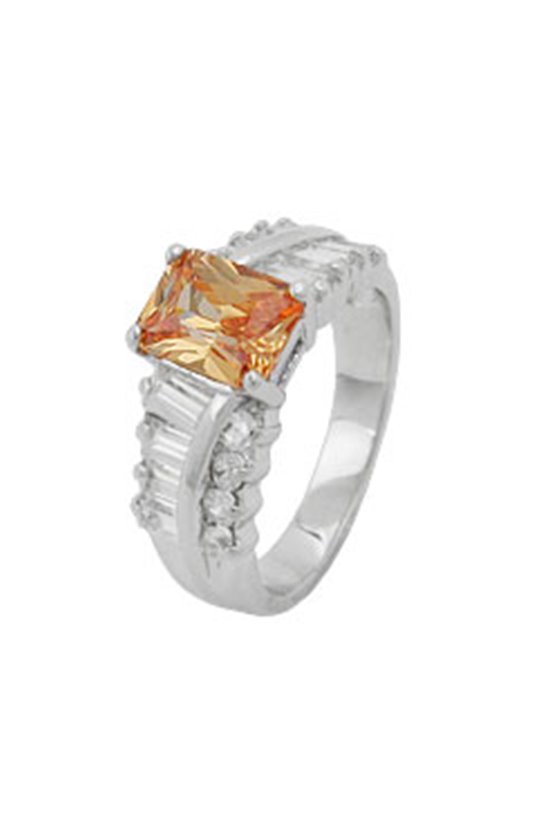 RING ZIRCONIA CHAMPAGNE/ WHITE SILVER 925
