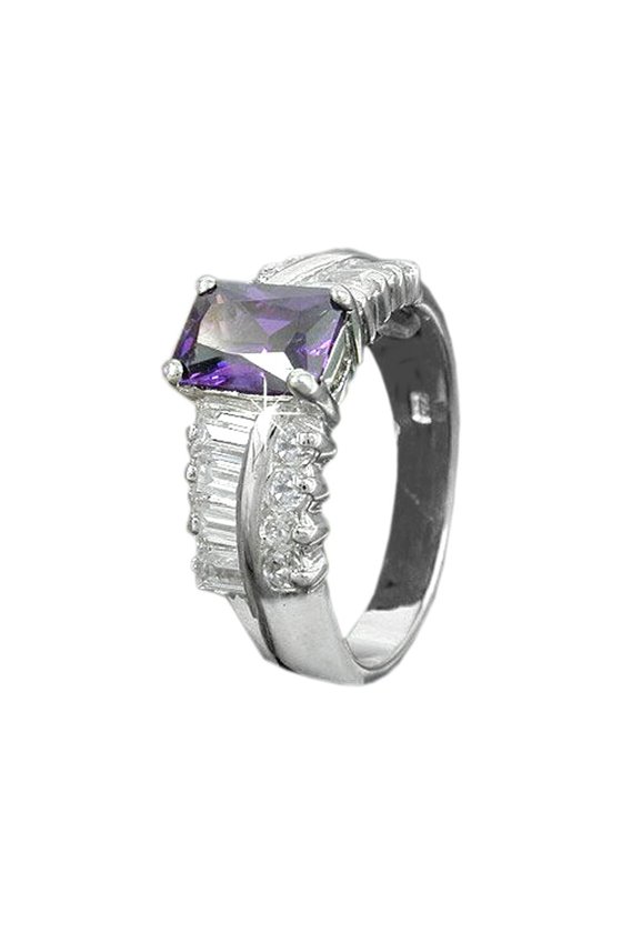RING ZIRCONIA AMETHYST-WHITE SILVER 925