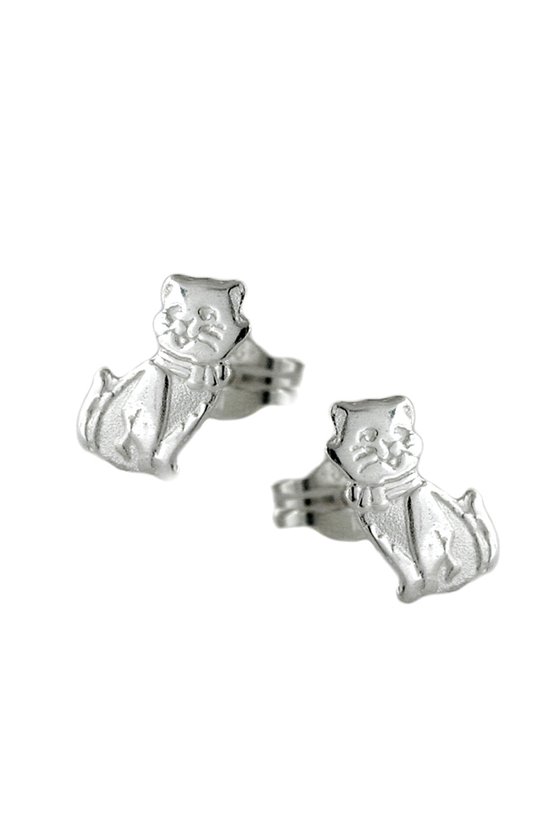 EARRINGS CAT GLOSSY SILVER 925