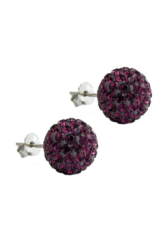 STUD EARRINGS 10MM PURPLE SILVER 925