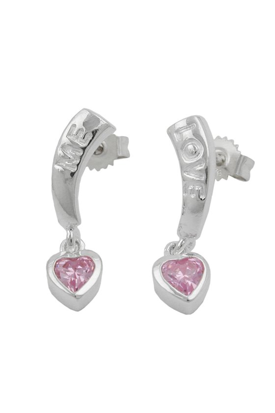 EARRINGS LOVE ZIRCONIA-PINK SILVER 925