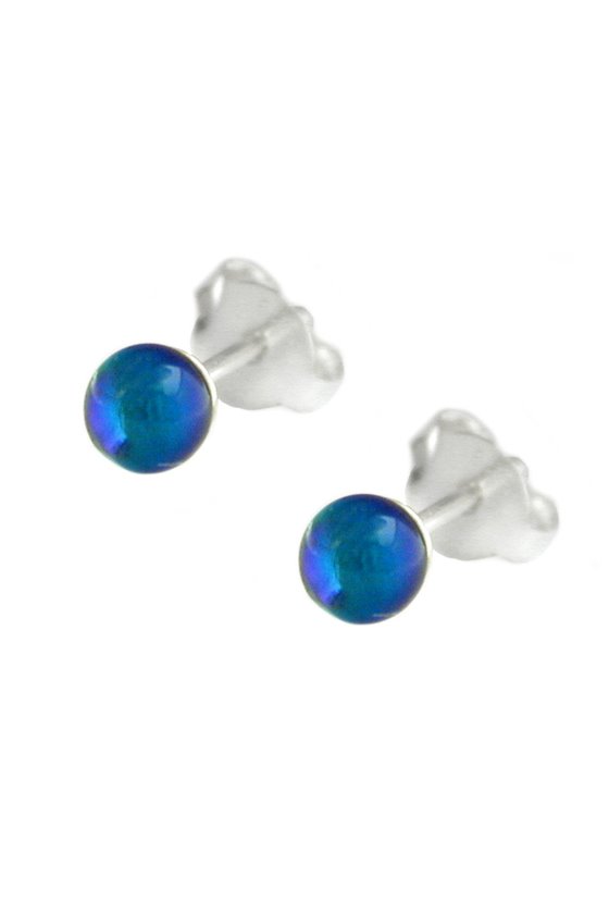 STUD EARRINGS 4MM BERMUDE BLUE SILVER 925