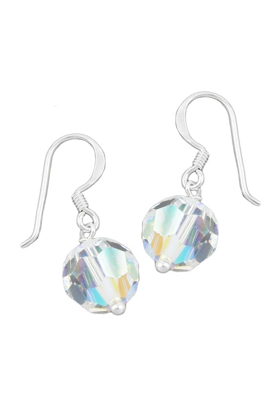HOOK EARRINGS 30X10MM CRYSTAL AB SILVER 925