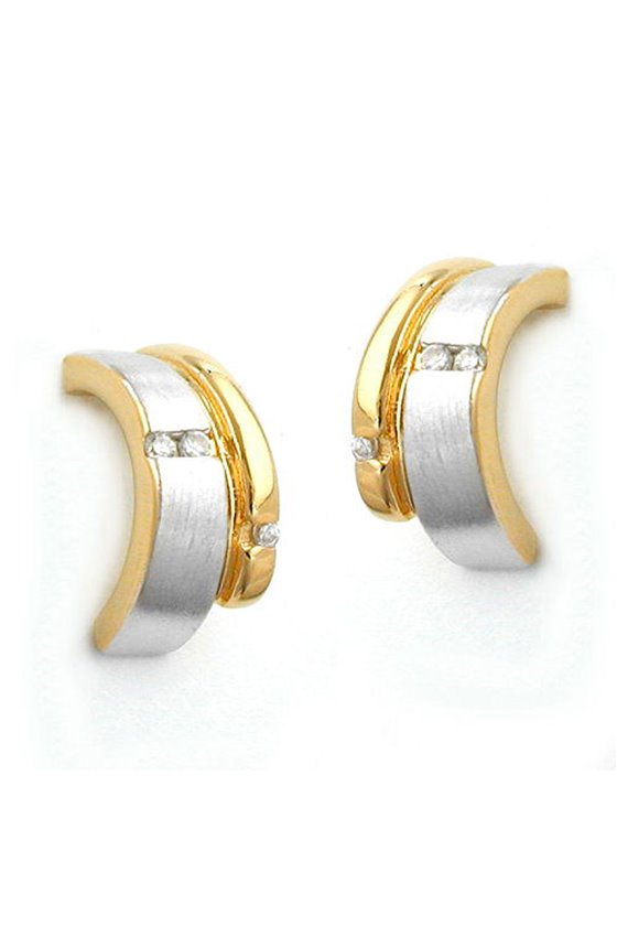 EARRINGS BICOLOUR 2X CRYSTAL SILVER 925