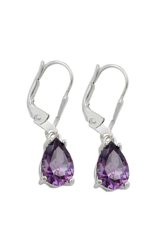 EARRINGS LEVERBACK AMETHYST SILVER 925