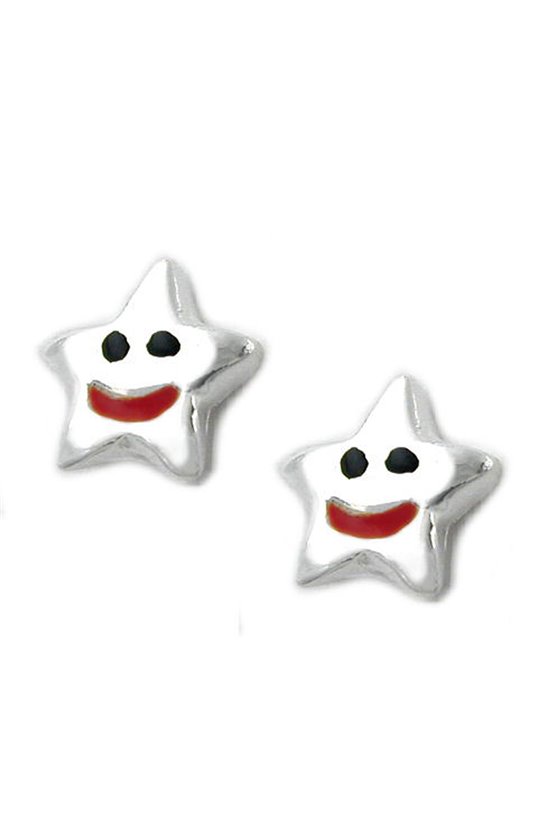 EARRINGS STAR RED-BLACK SILVER 925