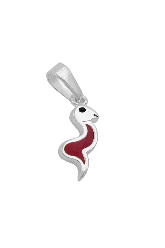 PENDANT SNAKE RED/ BLACK SILVER 925