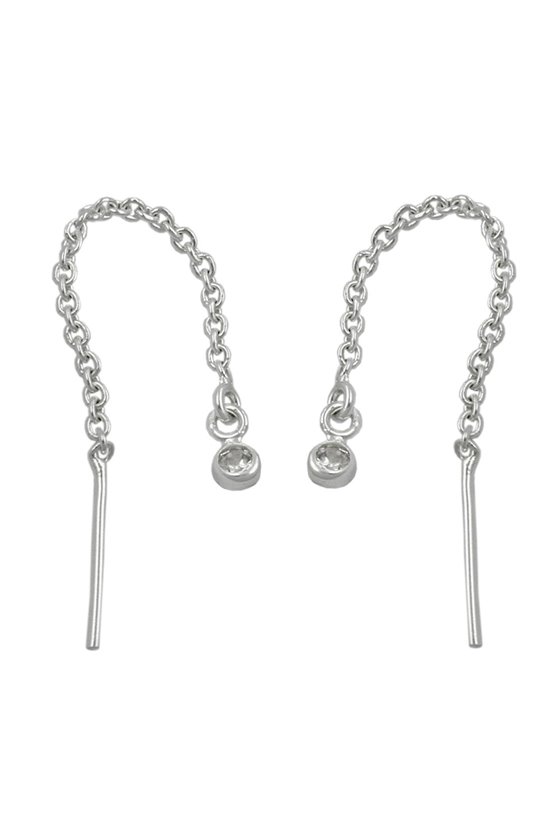 CHAIN EARRINGS ZIRCONIA SILVER 925