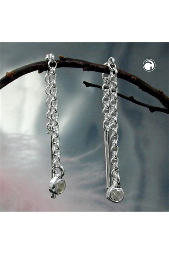 CHAIN EARRINGS ZIRCONIA SILVER 925