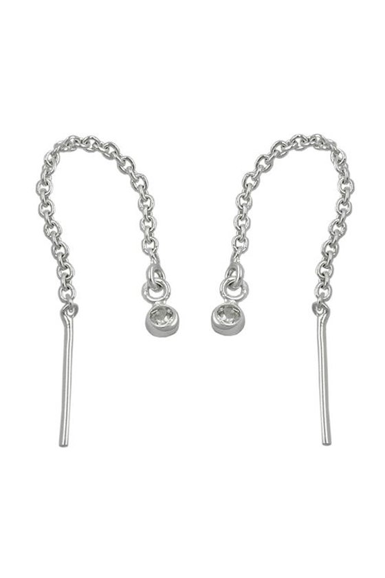 CHAIN EARRINGS ZIRCONIA SILVER 925