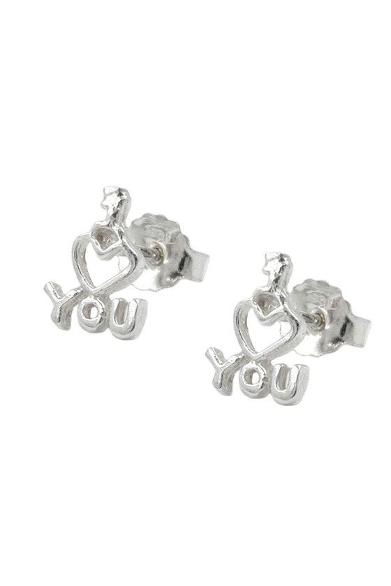 STUD EARRINGS I LOVE YOU SILVER 925
