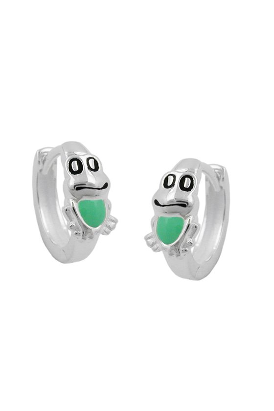 HINGED HOOP EARRINGS FROG SILVER 925