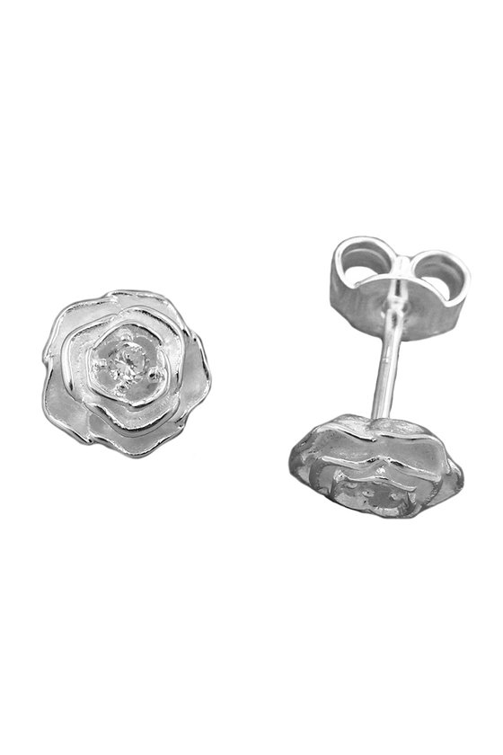 EARRINGS ROSE CUBIC ZIRCONIA SILVER 925