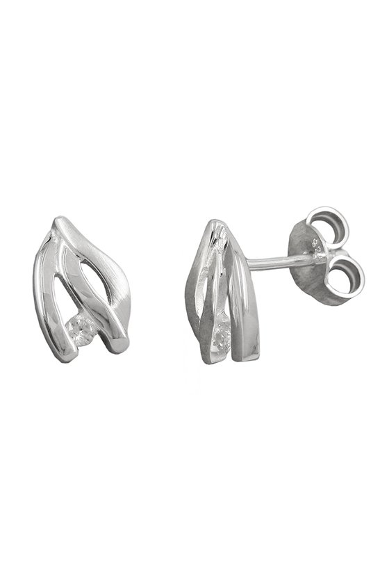 STUD EARRINGS ZIRCONIA CRYSTALS SILVER 925