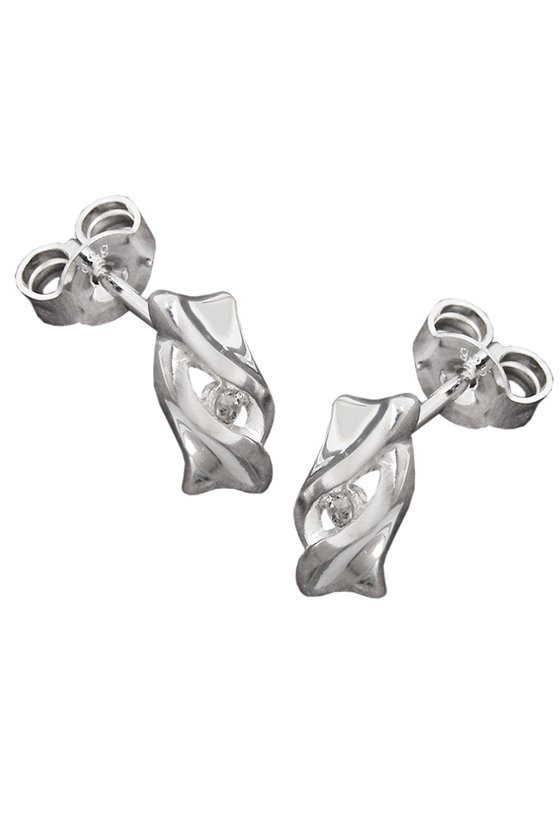 STUD EARRINGS ZIRCONIA CRYSTALS SILVER 925