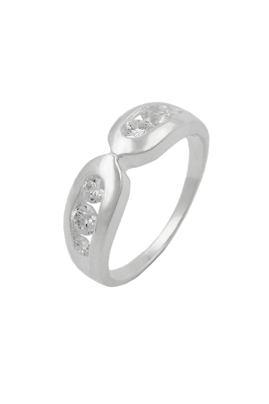 RING 6MM 6 ZIRCONIA CRYSTALS SILVER 925