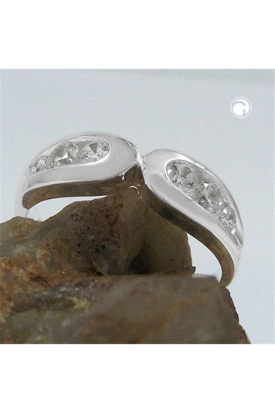 RING 6MM 6 ZIRCONIA CRYSTALS SILVER 925