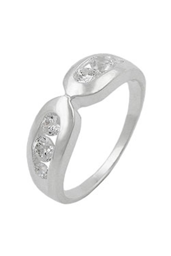 RING 6MM 6 ZIRCONIA CRYSTALS SILVER 925