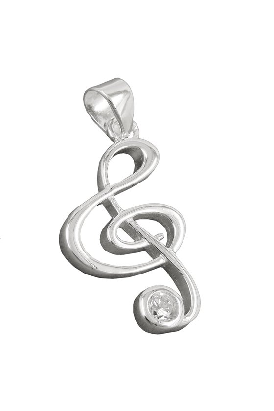 PENDANT CLEF WITH ZIRCONIA SILVER 925