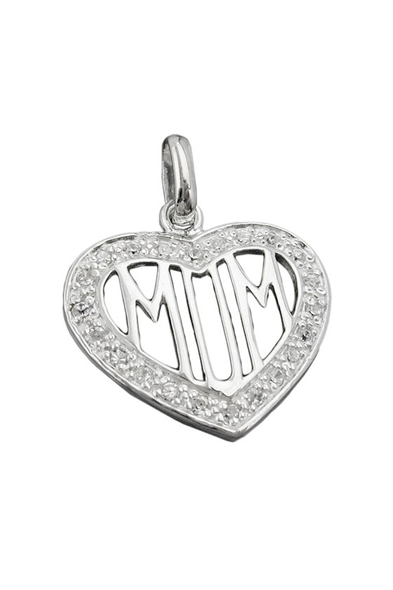 PENDANT ZIRCONIA HEART MOM SILVER 925