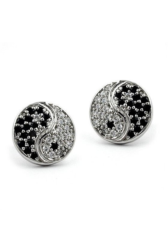 EARRINGS YIN-YANG ZIRCONIA SILVER 925