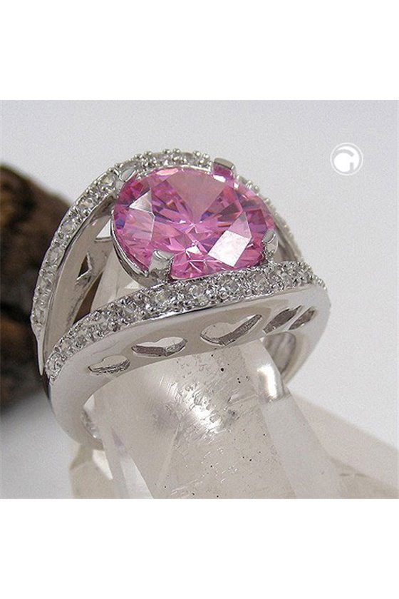 RING PINK ZIRCONIA CRYSTAL SILVER 925