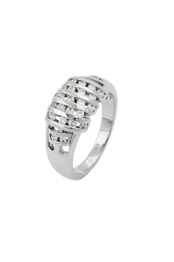 RING BARS DIAGONAL ZIRCONIAS SILVER 925