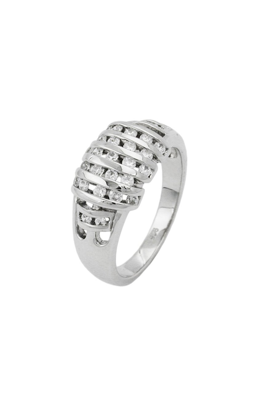 RING BARS DIAGONAL ZIRCONIAS SILVER 925