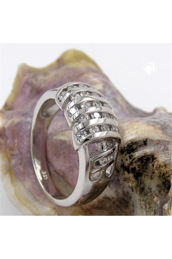 RING BARS DIAGONAL ZIRCONIAS SILVER 925