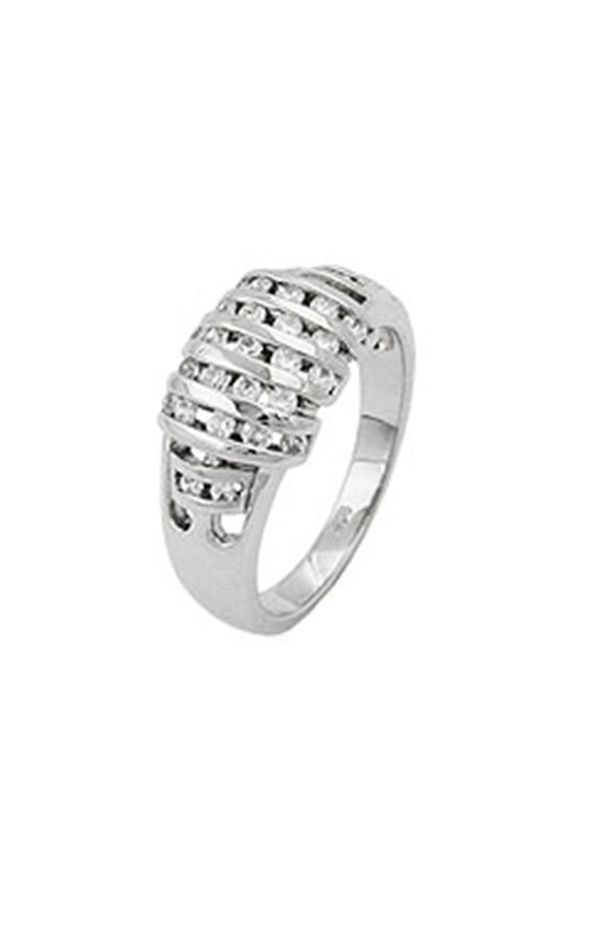 RING BARS DIAGONAL ZIRCONIAS SILVER 925