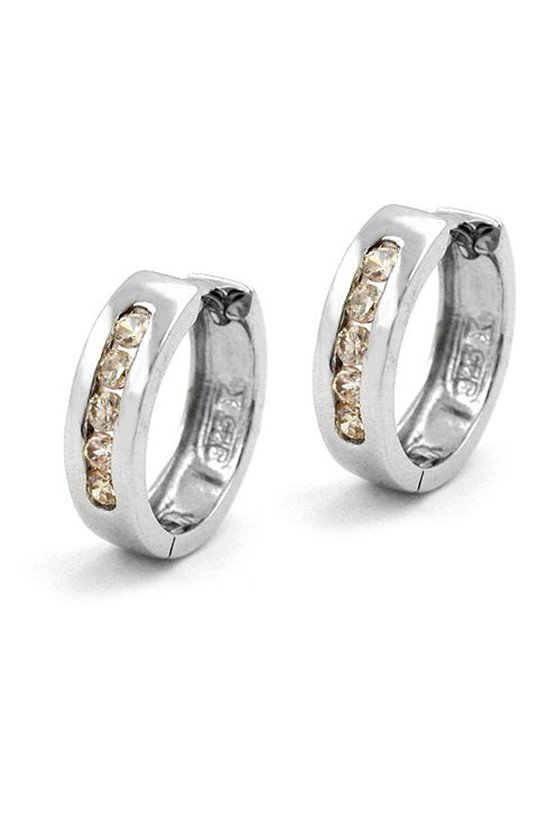 HOOP EARRINGS ZIRCONIA CHAMPAGNE SILVER 925