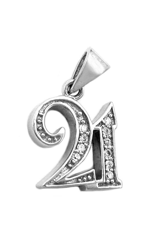 PENDANT NUMBER 21 ZIRCONIA SILVER 925