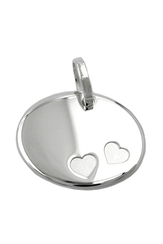 PENDANT OVAL 2 HEARTS SILVER 925