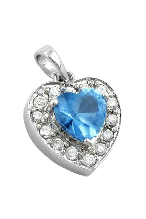 PENDANT HEART BLUE ZIRCONIA CRYSTAL SILVER 925