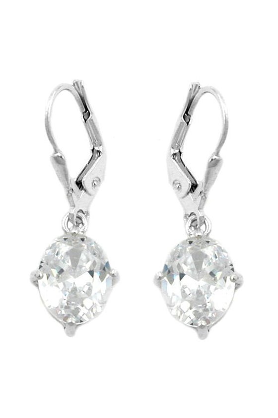 EARRINGS LEVERBACK CUBIC ZIRCONIA SILVER 925