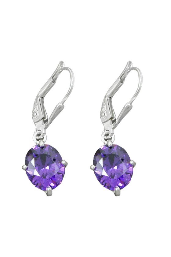 EARRINGS LEVERBACK CUBIC ZIRCONIA SILVER 925