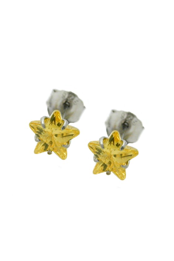 STUD EARRINGS STARS 5MM CITRIN SILVER 925